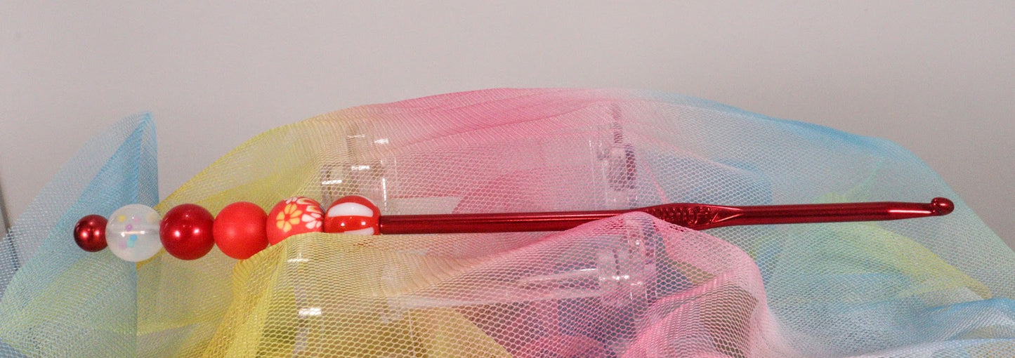 Beaded CROCHET HOOKS  05 red