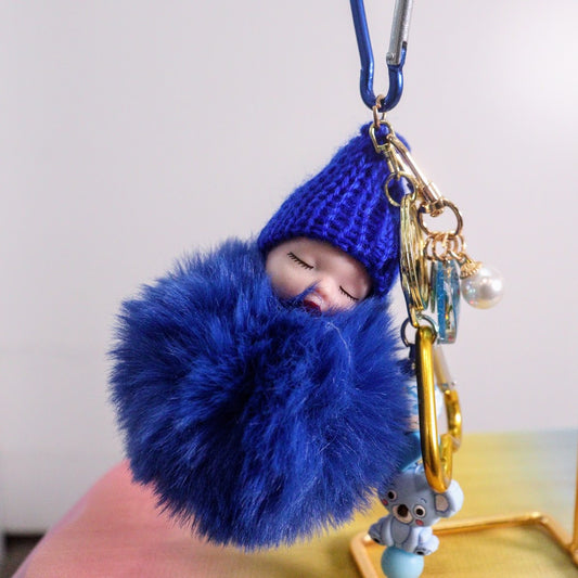 KEYRING beaded Baby Pompom KEYB02