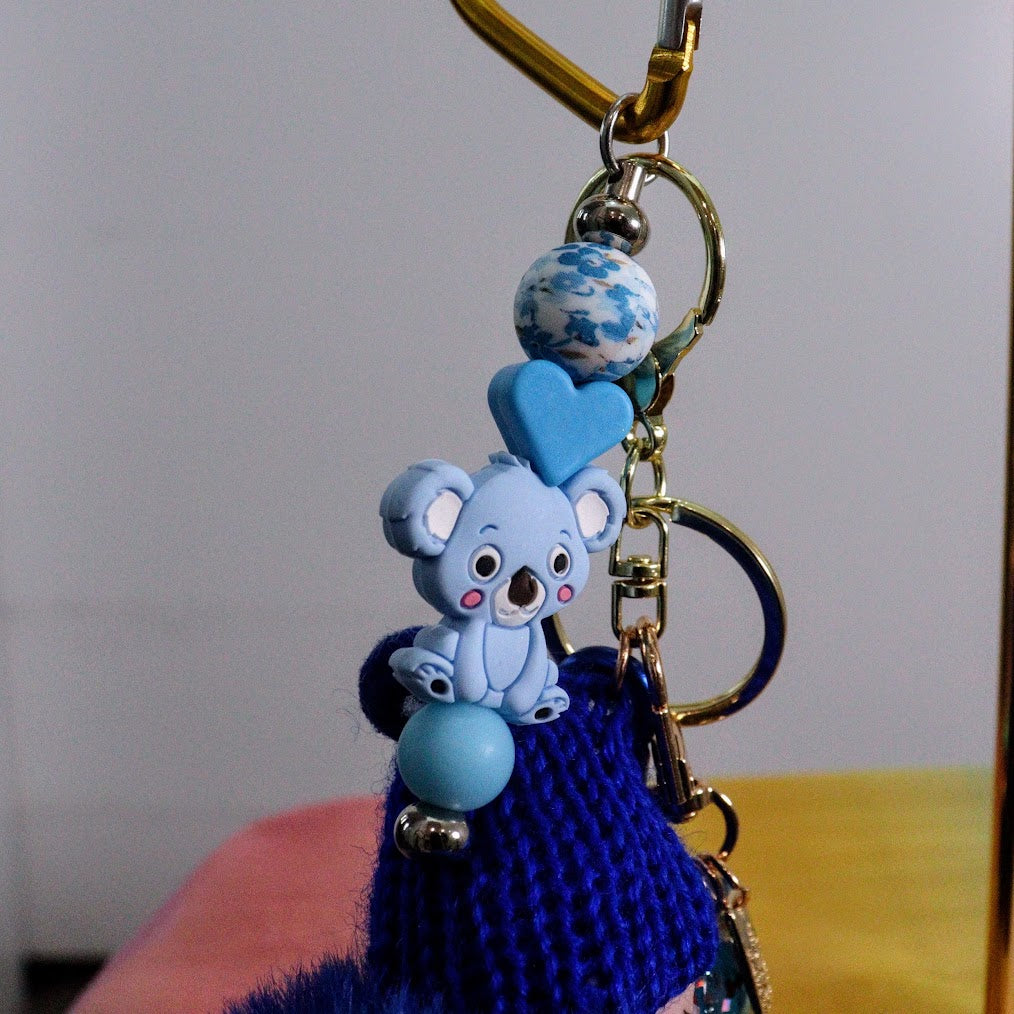 KEYRING beaded Baby Pompom KEYB02